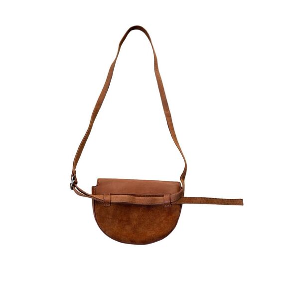 Free People Faye Saddle Belt Bag Leather Half-moon Minimalistic Design Brown - Picture 4 of 15